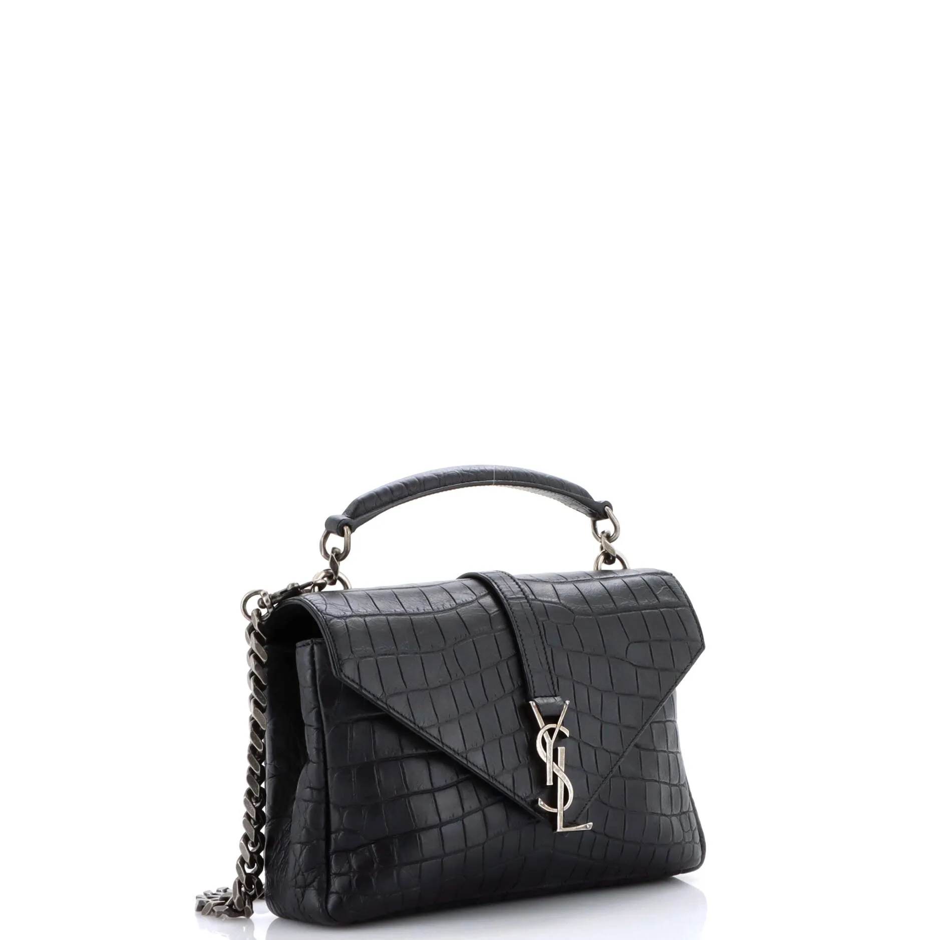 Classic Monogram College Bag Crocodile Embossed Leather Medium