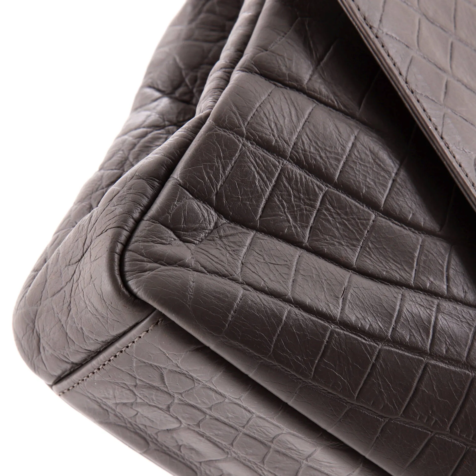 Classic Monogram College Bag Crocodile Embossed Leather Medium
