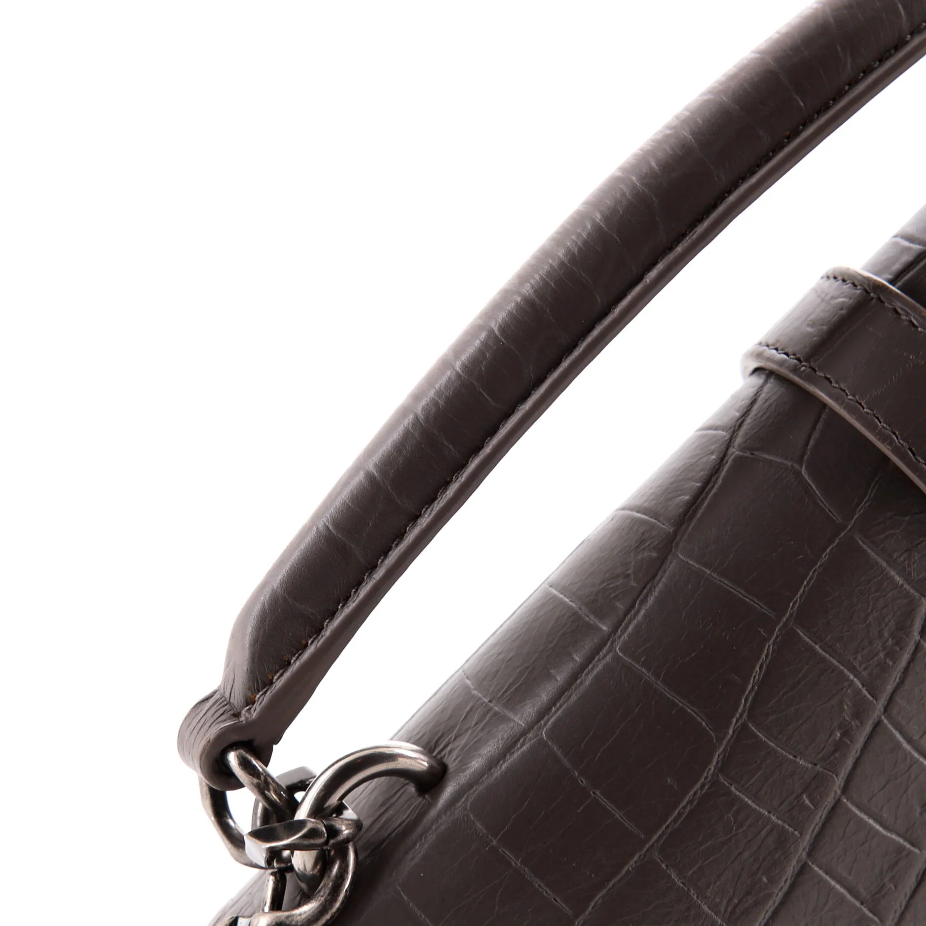 Classic Monogram College Bag Crocodile Embossed Leather Medium