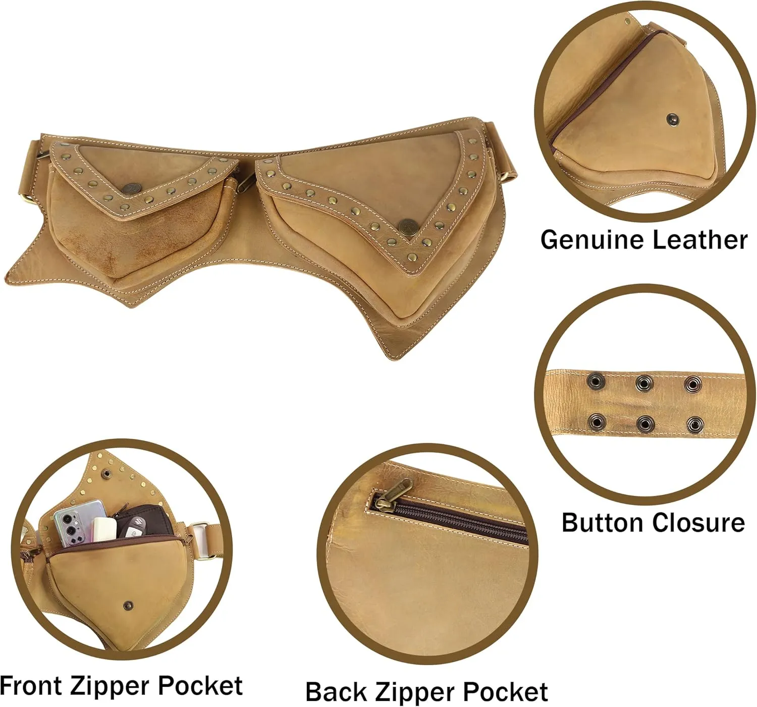 Classic Vintage Brown Leather Waist Fanny Pack for Men and Women, Stylish and Functional Belt Bag (Style-02, Brown)