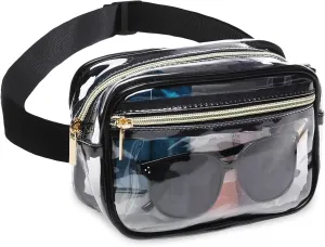 Clear Fanny Pack Stadium Approved，Bunnychill Clear Belt Bag Cross Body Bag for Women Men Transparent Waist Bag Crossbody Purse with Adjustable Belt for Sports, Beach, Events, Concerts, Festivals