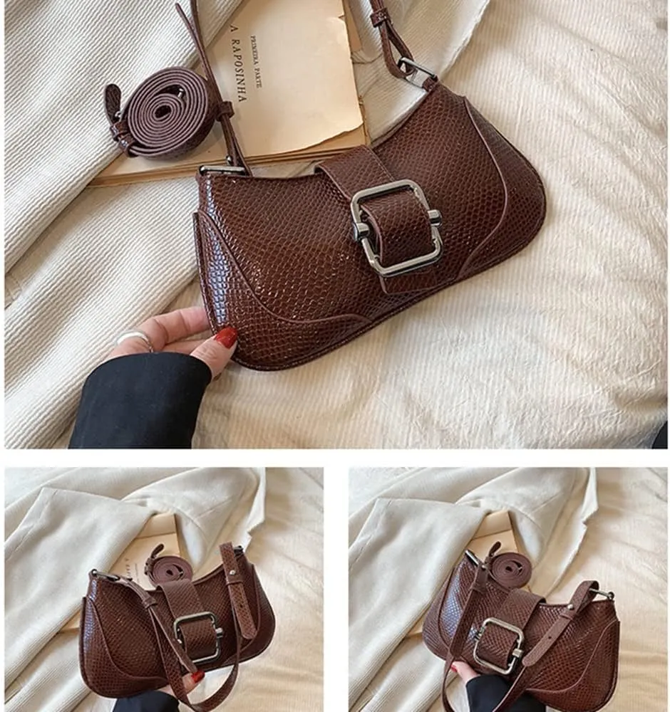 Clutch Tote Handbags with 2 Removable Straps and PU Cute Snakeskin Crossbody Bags Shoulder Purse Handbag for Women