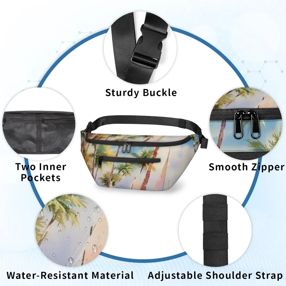 Coconut Sling Bag Crossbody Backpack Chest Daypack for Women Sport Travel Hiking Casual Bag Multipurpose Waist Pack With Zipper Closure Adjustable Strap Shoulder Bag