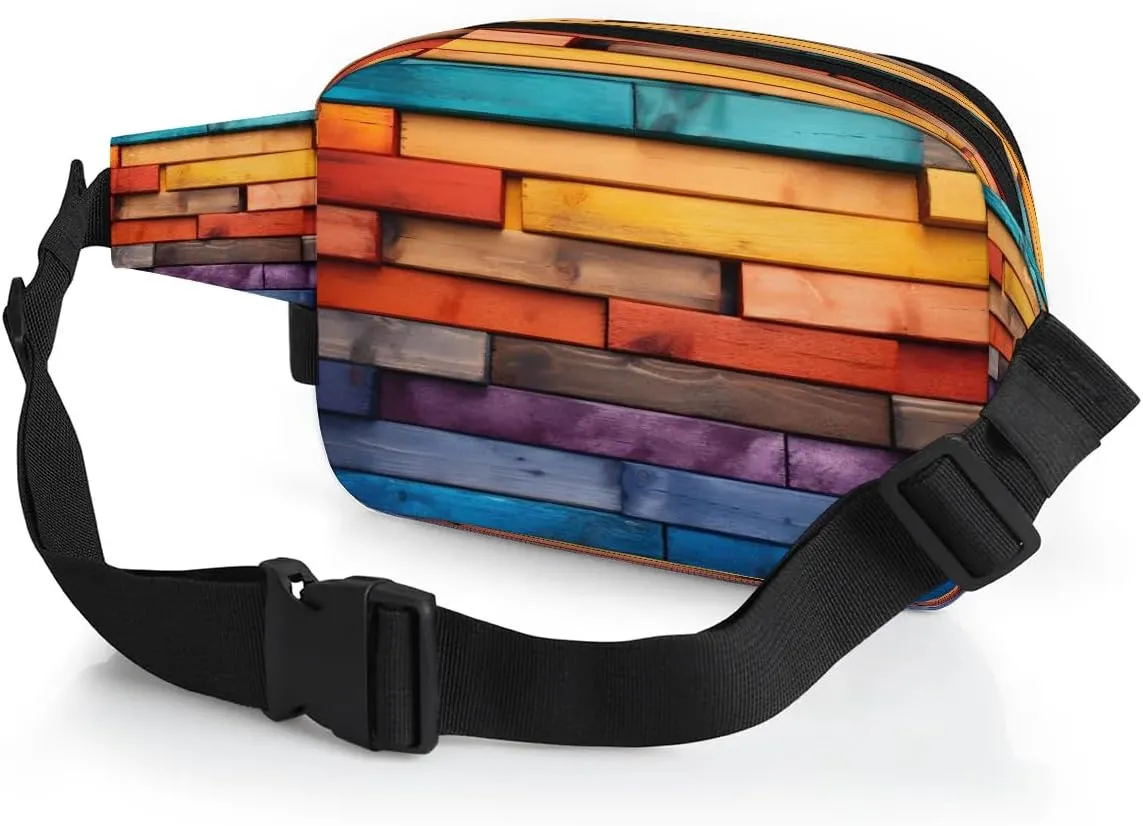 Color Block Collage Men's and Women's Waist Pack Crossbody Abstract Pattern Waist Pack Running Strap, Adjustable Shoulder Strap - For Hiking and Running Exercise Fitness