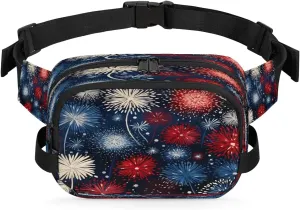 Colorful Fireworks Men's and Women's Waist Pack Crossbody Fireworks Pattern Waist Pack Running Strap, Adjustable Shoulder Strap - For Hiking and Running Exercise Fitness