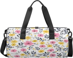 Colorful Meadow Pattern Sports Duffel Bag with Shoulder Strap, Large Capacity Gym Bag with Shoe Compartment, Water Resistant Travel Duffle Bag for Men Women Travel, Sports (17.6x9x9 Inch)