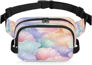 Colorful Shell Print Men's and Women's Waist Pack Crossbody Beautiful Shells Waist Pack Running Strap, Adjustable Shoulder Strap - For Hiking and Running Exercise Fitness