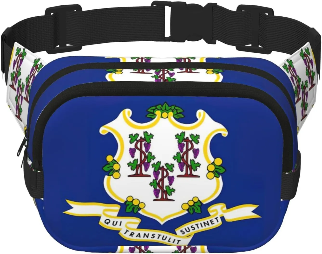 Connecticut State Flag print Belt Bag with Pockets,Fanny Packs for Women Men, Fashion Crossbody Bags,Waist Packs