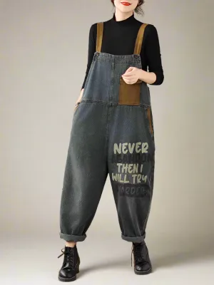 Contrast Patchwork Overalls Dungarees