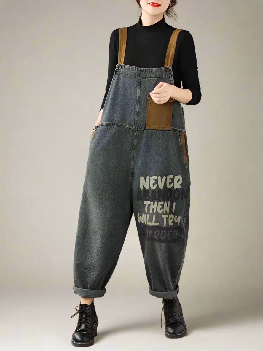 Contrast Patchwork Overalls Dungarees