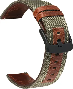 COOVS Leather Watch Band Straps for 20mm 22mm Universal Bracelet Compatible with Most Watches with 22MM Straps (Color : Army Green, Size : 20mm Universal)