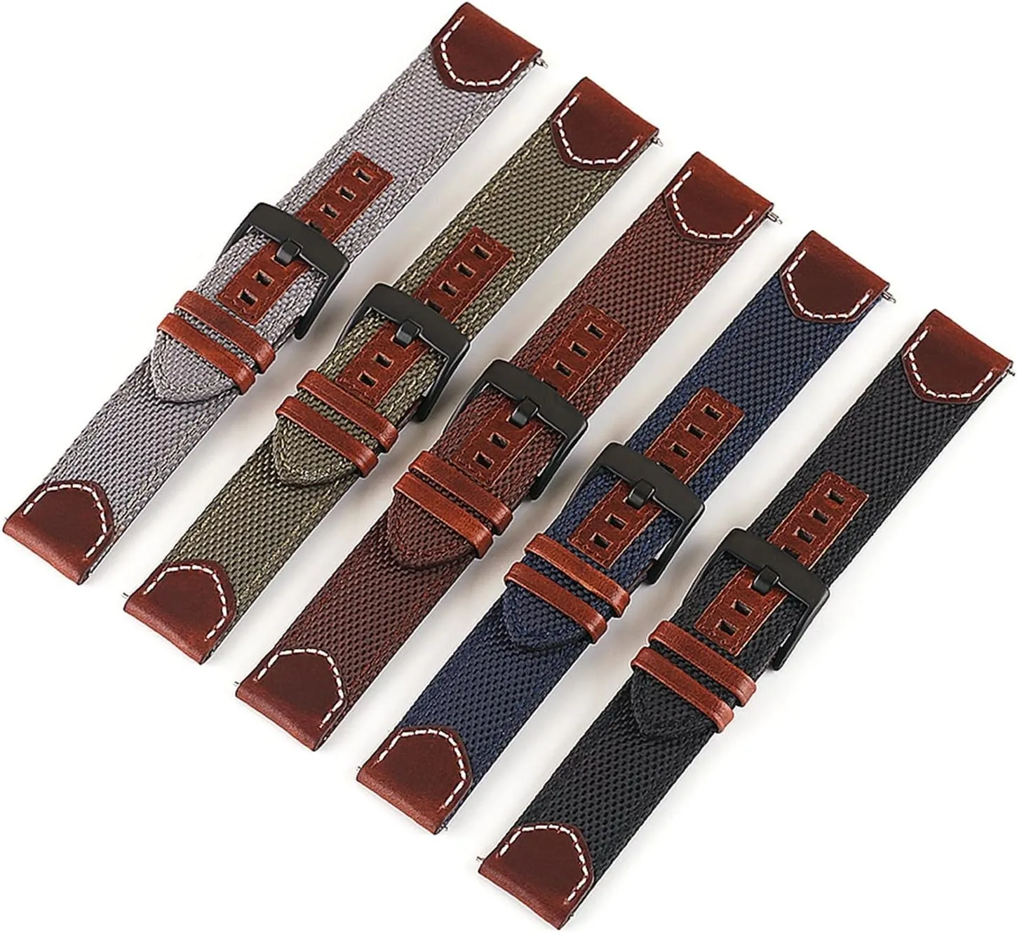 COOVS Leather Watch Band Straps for 20mm 22mm Universal Bracelet Compatible with Most Watches with 22MM Straps (Color : Army Green, Size : 20mm Universal)
