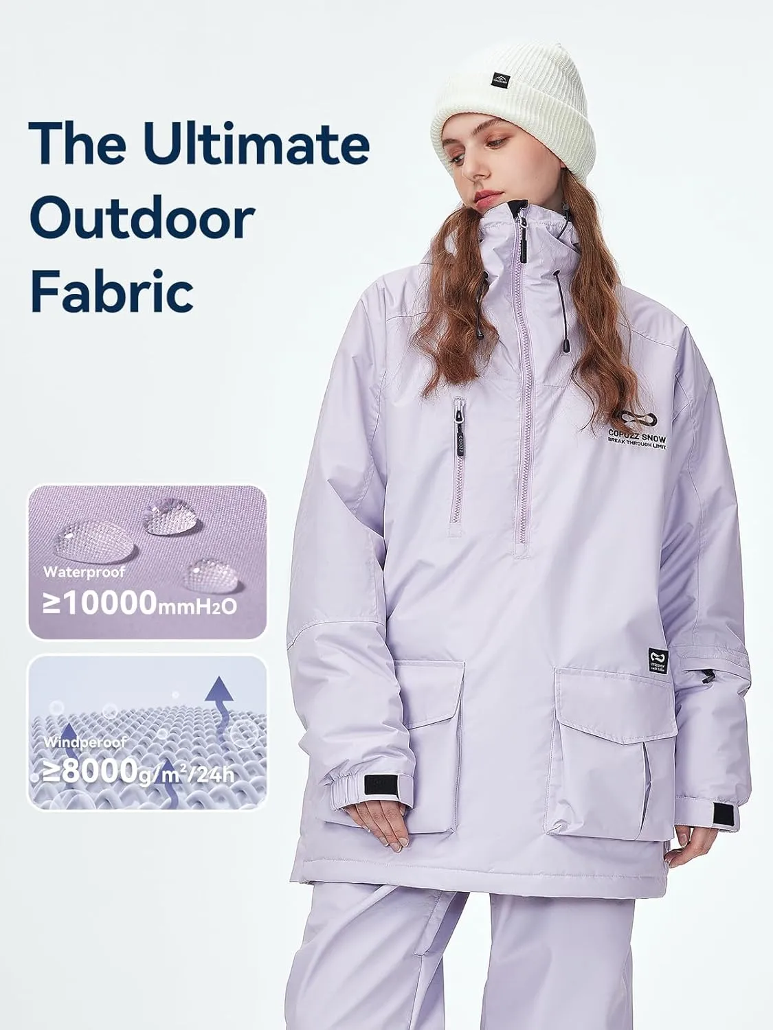 COPOZZ Ski Jacket Waterproof Breathable All Weather Protection for Men Women Perfect for Skiing Hiking and Outdoor Activities