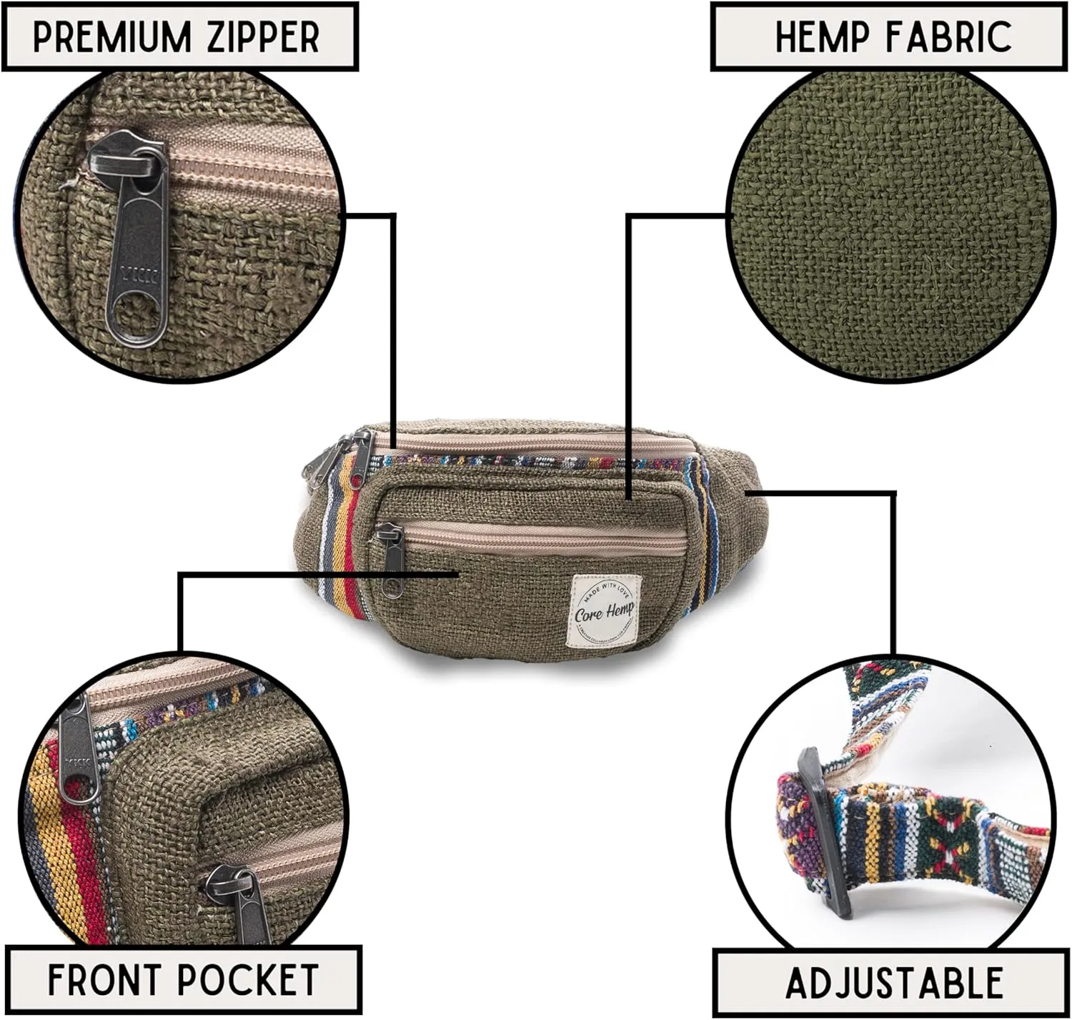 core hemp fanny pack (Boho Green)