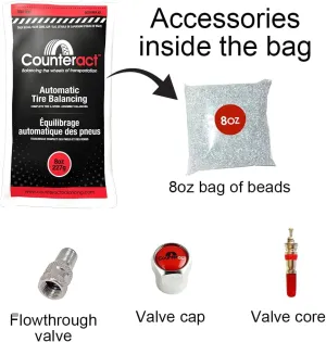 Counteract 8OZ-B4 Centrifugal Force Tire/Wheel Balancing Beads - Off-Road Vehicles, Light/Medium Duty Truck Tires, (4) 8oz Balance Bead Bags, (4) Valve Caps and Cores