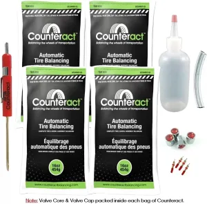 Counteract DIYK-16 Do It Yourself Tire/Wheel Balancing Beads Kit - Off -Road, Medium/Heavy Duty Truck Tires, (4) 16oz DIY Bead Bags, (4) Valve Caps and Cores, (1) Core Remover, Injector Bottle