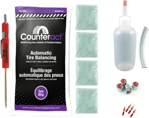 Counteract DIYK-3 Do It Yourself Tire/Wheel Balancing Beads Kit - Light Duty Truck Tires, (4) 3oz DIY Bead Bags, (4) Valve Caps and Cores, (1) Core Remover, Injector Bottle