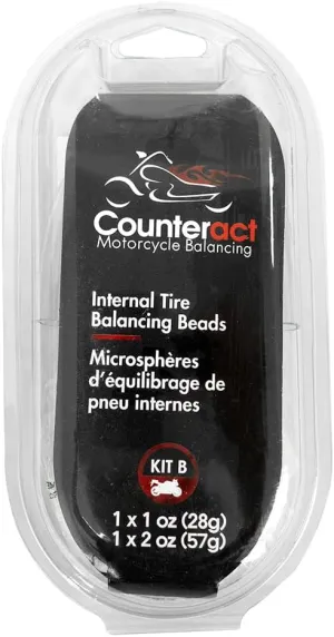 Counteract KIT-B Motorcycle Do It Yourself Tire/Wheel Balancing Beads Kit - (1) 1oz (1) 2oz DIY Bead Bags, (2) Valve Caps and Cores, (1) Core Remover, Injector Bottle