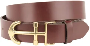 COUNTRY CLUB PREP Leather Belt in Dark Brown with Brass Anchor Buckle