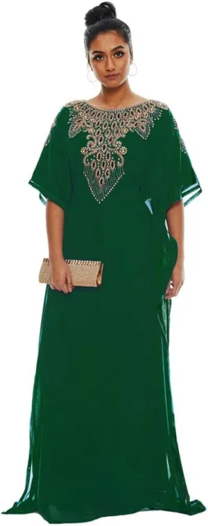 Covered Bliss Aceil Kaftan for Women -3/4 Sleeve Maxi Dress, Elegent Luxury Party Wear