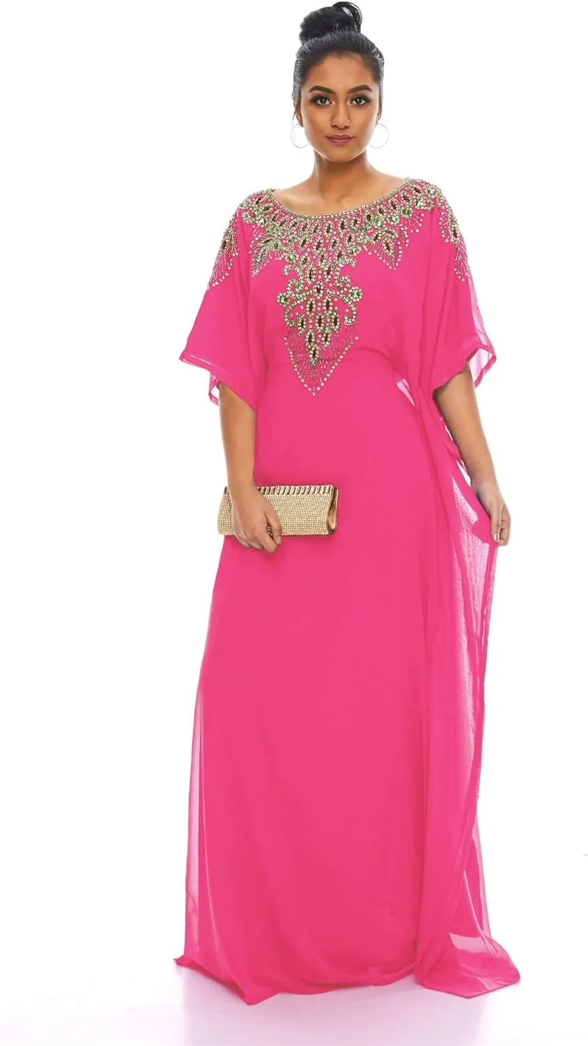 Covered Bliss Aceil Kaftan for Women -3/4 Sleeve Maxi Dress, Elegent Luxury Party Wear
