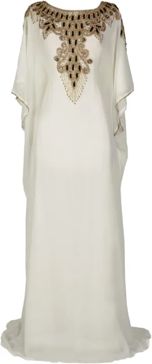Covered Bliss Aceil Kaftan for Women -3/4 Sleeve Maxi Dress, Elegent Luxury Party Wear