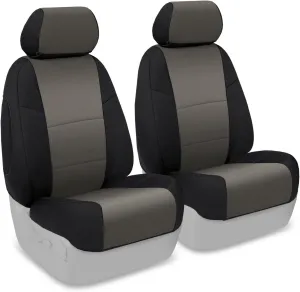 Coverking Custom Fit Front 50/50 Bucket Seat Cover for Select Ford F-Series Models - Neosupreme (Charcoal with Black sides)