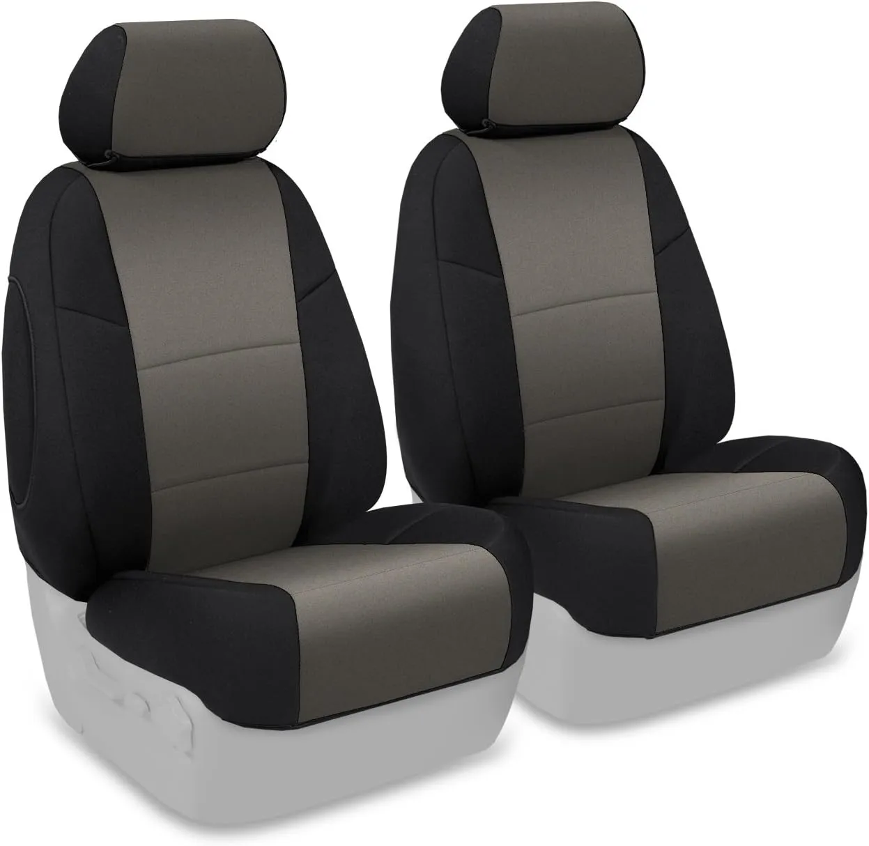 Coverking Custom Fit Front 50/50 Bucket Seat Cover for Select Ford F-Series Models - Neosupreme (Charcoal with Black sides)