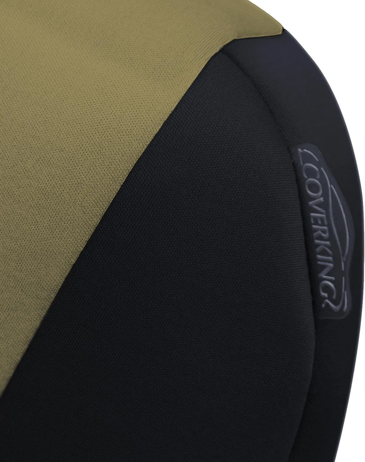 Coverking Custom Fit Front 50/50 Bucket Seat Cover for Select Ford F-Series Models - Neosupreme (Tan with Black sides)