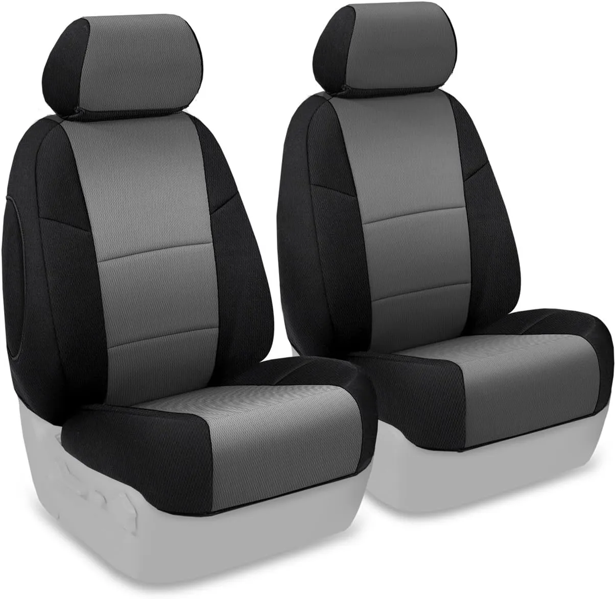 Coverking Custom Fit Front 50/50 Bucket Seat Cover for Select Ford Models - Spacermesh 2-Tone (Gray with Black Sides)