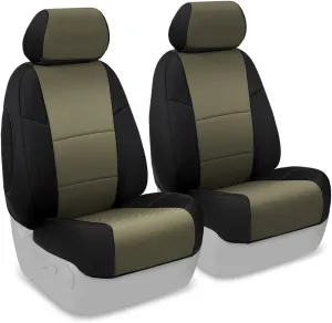 Coverking Custom Fit Front 50/50 Bucket Seat Cover for Select Ford Models - Spacermesh 2-Tone (Taupe with Black Sides)
