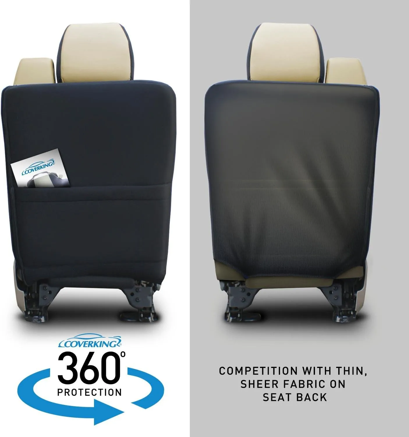 Coverking Custom Fit Front 50/50 Bucket Seat Cover for Select Ford Models - Spacermesh 2-Tone (Taupe with Black Sides)
