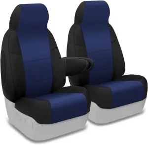 Coverking Custom Fit Front 50/50 Bucket Seat Cover for Select GMC Sierra 1500/2500 Models - Neosupreme (Navy Blue with Black Sides)