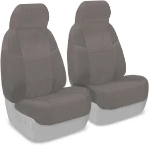Coverking Custom Fit Front 50/50 High Back Bucket Seat Cover for Select Mazda MX-5 Miata Models - Polycotton Drill (Medium Gray)