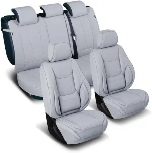 Coverland Custom Car Seat Covers Compatible with 2019-2025 Hyundai Kona Electric - Premium Leather Non-Slip Memory Foam Waterproof Seat Cover Custom fit Interior Protector [Full Set Seat-Gray]