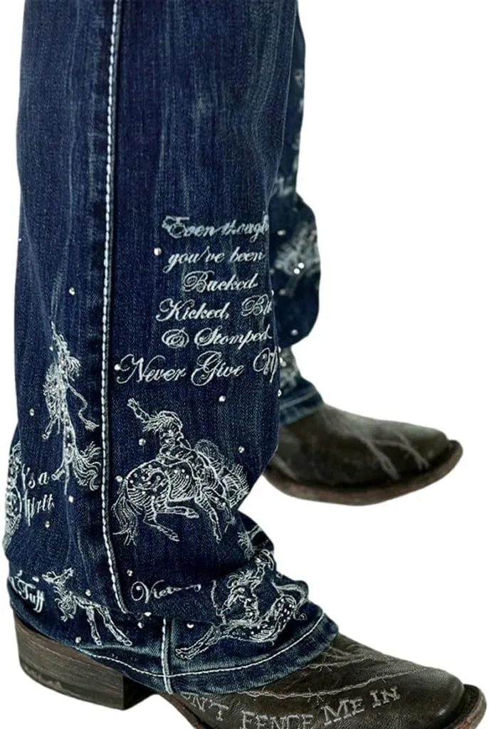Cowgirl Tuff Western Jean Women Bootcut 25 Anniversary Med Wash JTFABT