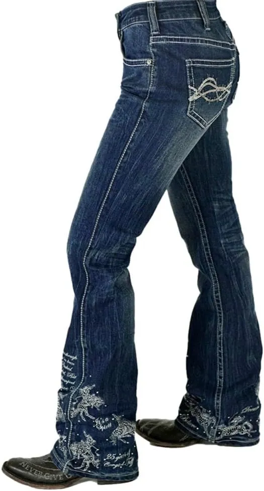 Cowgirl Tuff Western Jean Women Bootcut 25 Anniversary Med Wash JTFABT