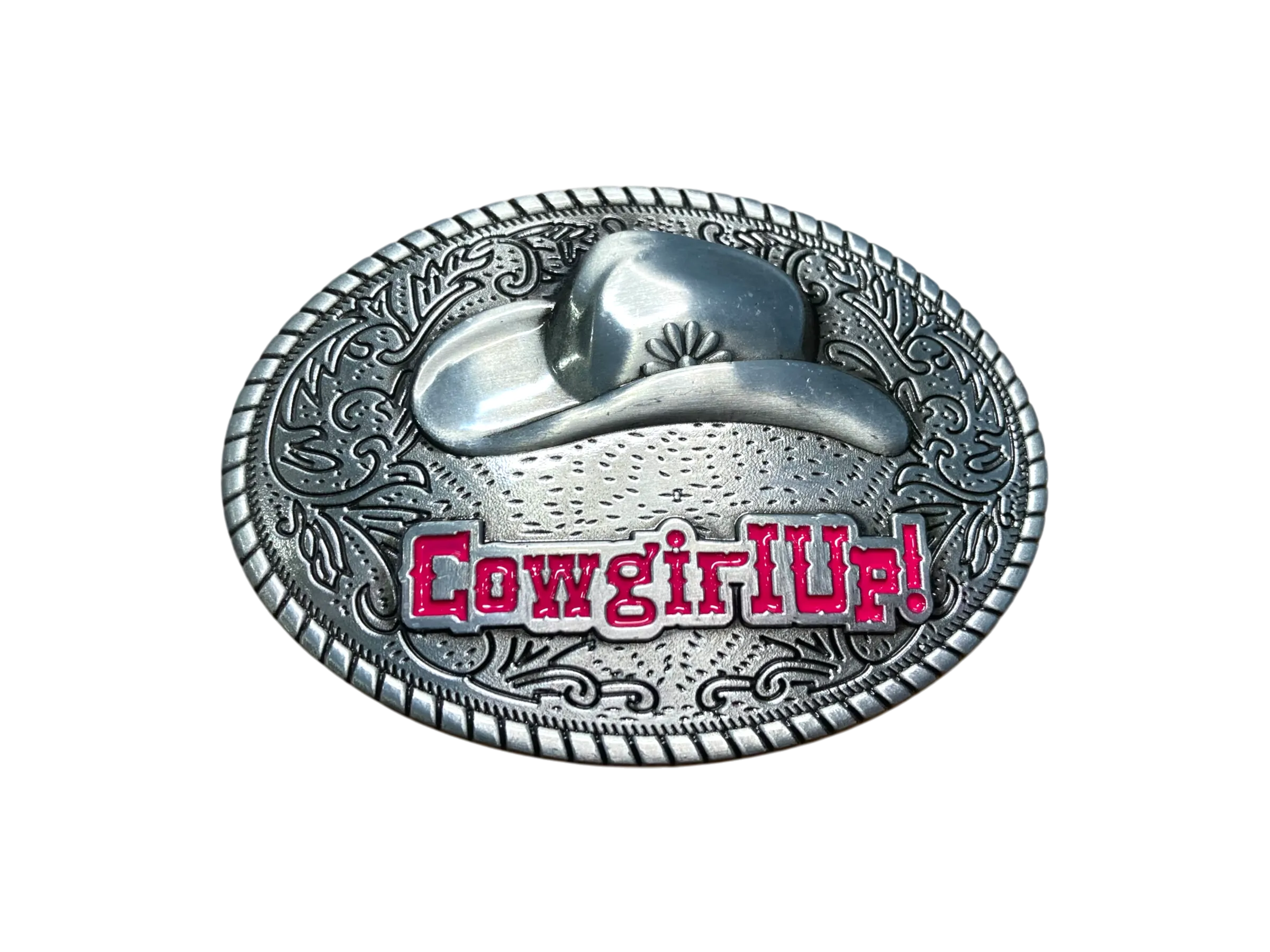 Cowgirl Up Hat Belt Buckle
