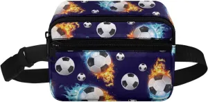 Cozeyat Fire Soccer Boys Fanny Pack Mini Belt Bag with Adjustable Strap Kids Waist Belt Bags Age 4-6 Small Stuff Bag Travel Phone Holder Bag