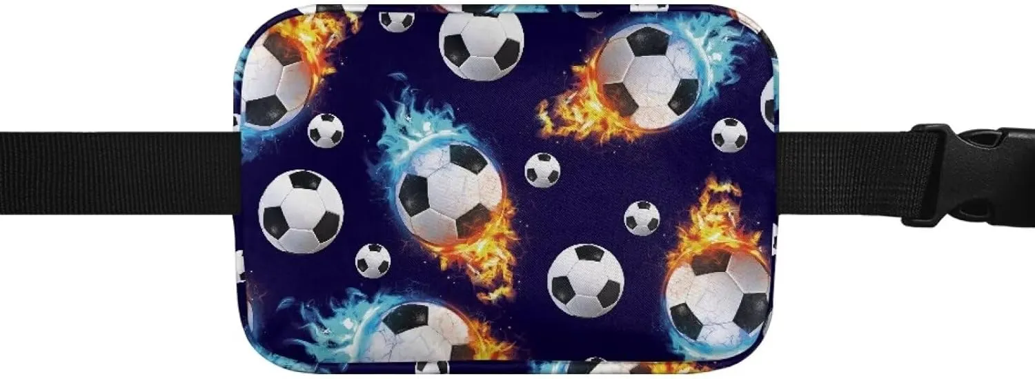 Cozeyat Fire Soccer Boys Fanny Pack Mini Belt Bag with Adjustable Strap Kids Waist Belt Bags Age 4-6 Small Stuff Bag Travel Phone Holder Bag