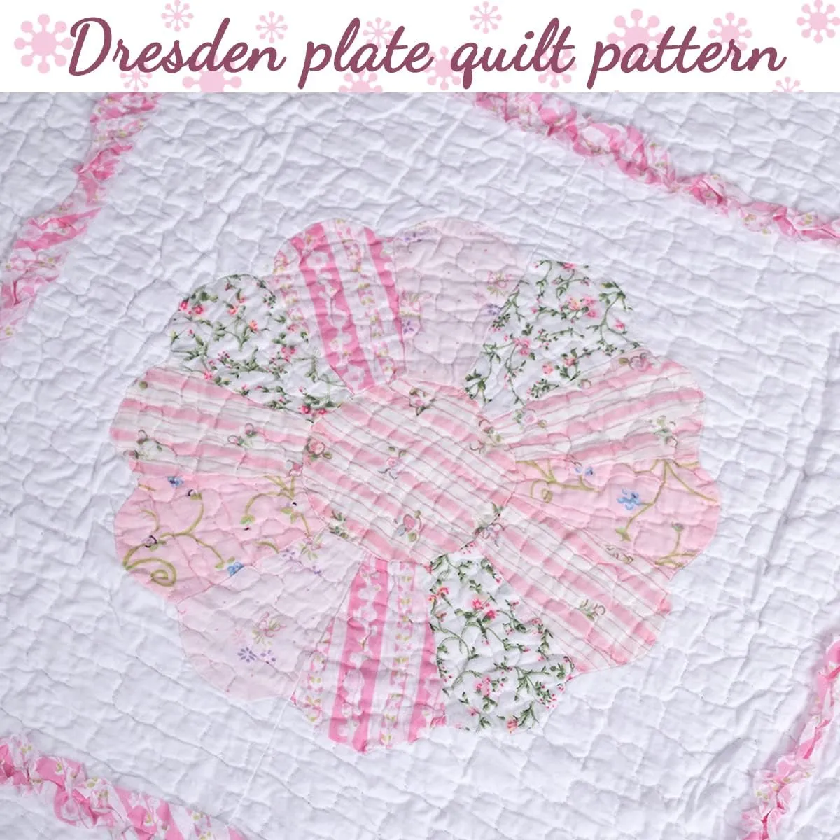 Cozy Line Home Fashions 100% Cotton Hand Piecing Real Patchwork Pink Flora Reversible Quilt Bedding Set, Coverlet, Bedspread for All Seasons (Daisy Field, King - 3 Piece)