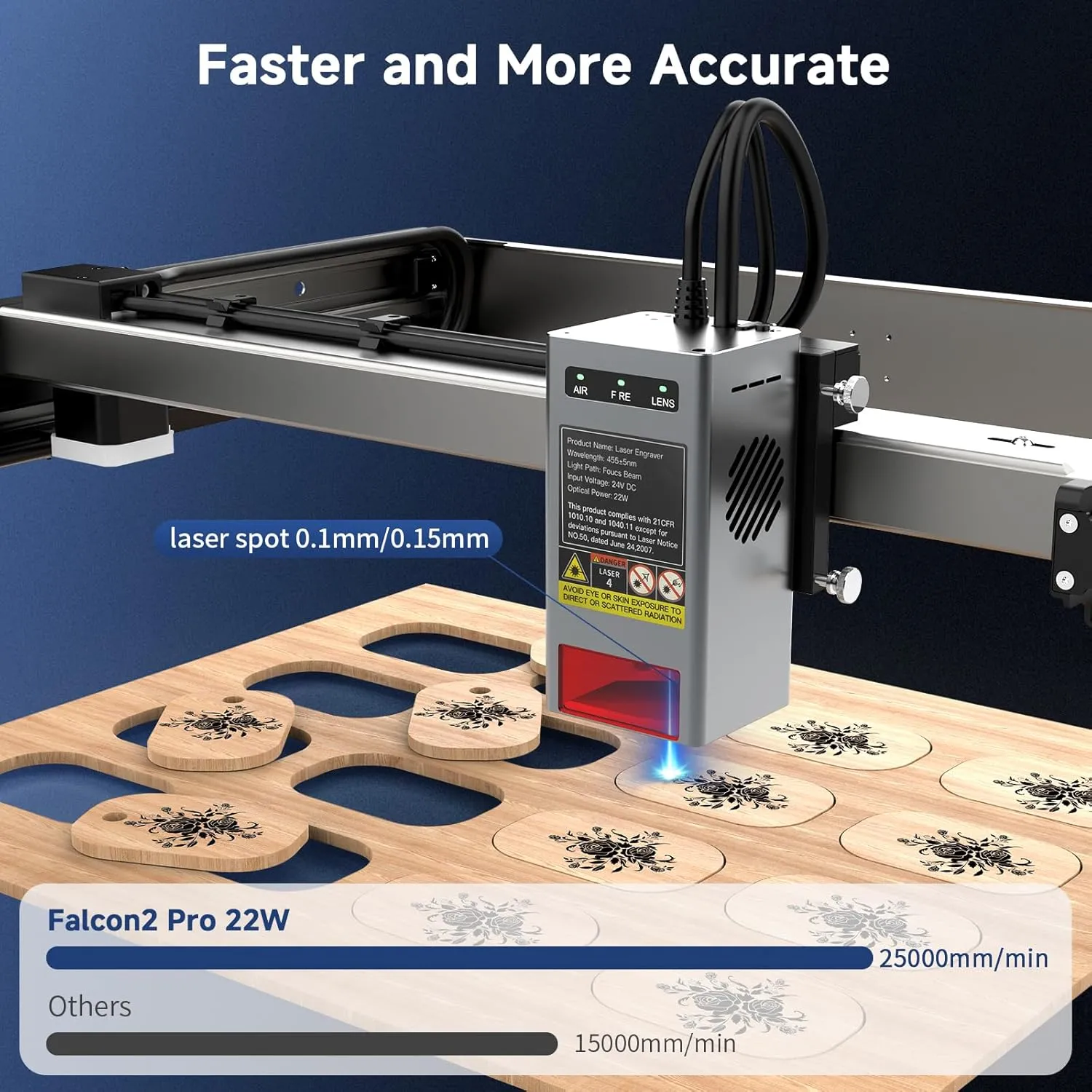 Creality Falcon2 Pro 22W Laser Engraver, Enclosed Laser Cutter with Air Assist, HD Camera Positioning, Auto Fan, Class 1 Safety Laser Engravering Machine for Wood and Metal, Acrylic
