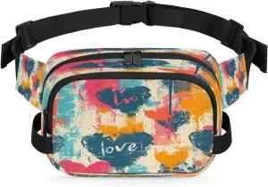 Creative Heart Printings Fanny Packs for Women Men Waterproof Waist Bag with Adjustable Strap Belt Bag for Travel Running Hiking