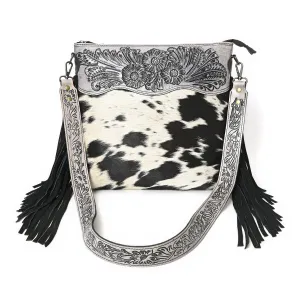 Crimson Handtooled Cowhide Shoulder Bag