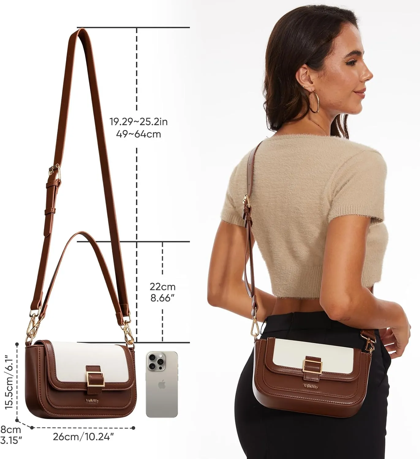 Crossbody Bags for Women Leather Shoulder Bag Women Purse and Handbags with 2 Removable Straps