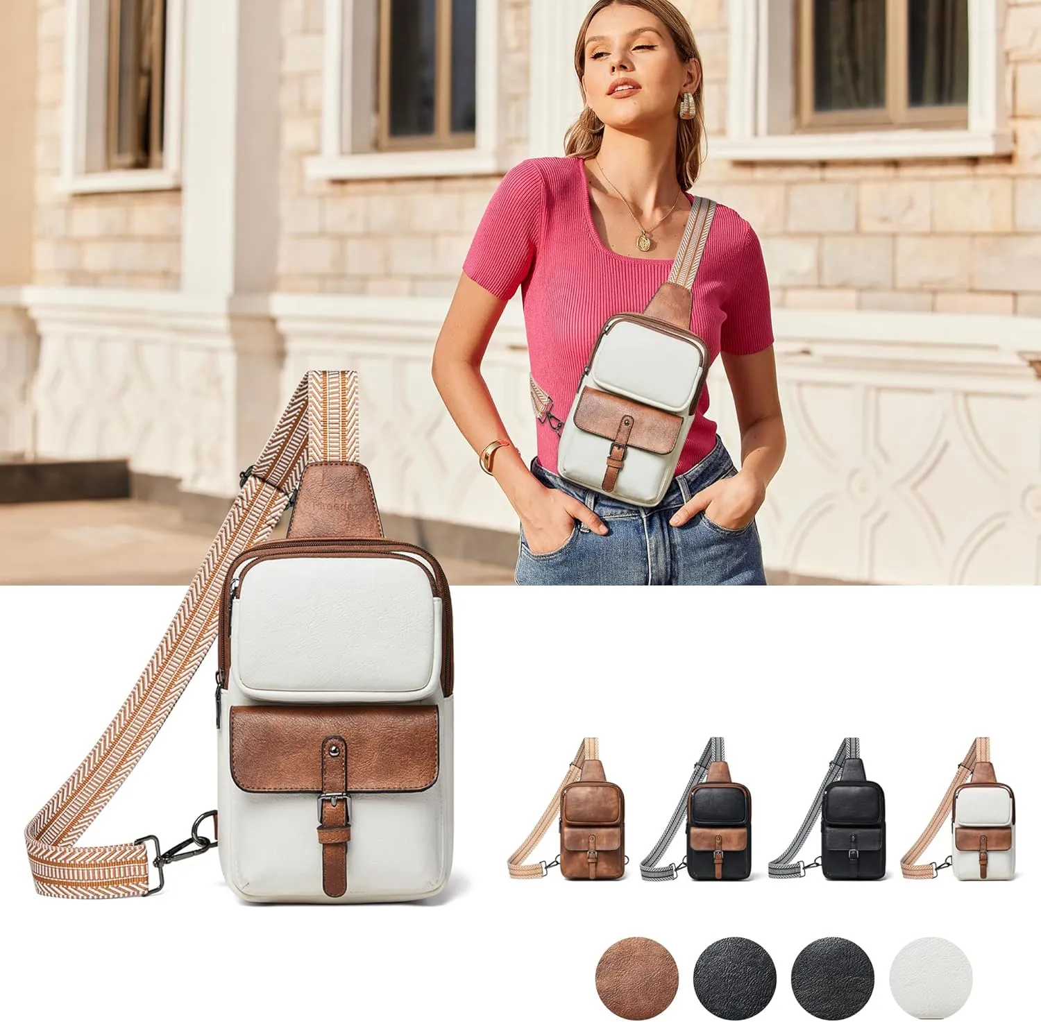 Crossbody Bags for Women Men Sling Bag 5 Pockets Fanny Pack Sling Backpack Chest Daypack Travel Purse Anti Theft