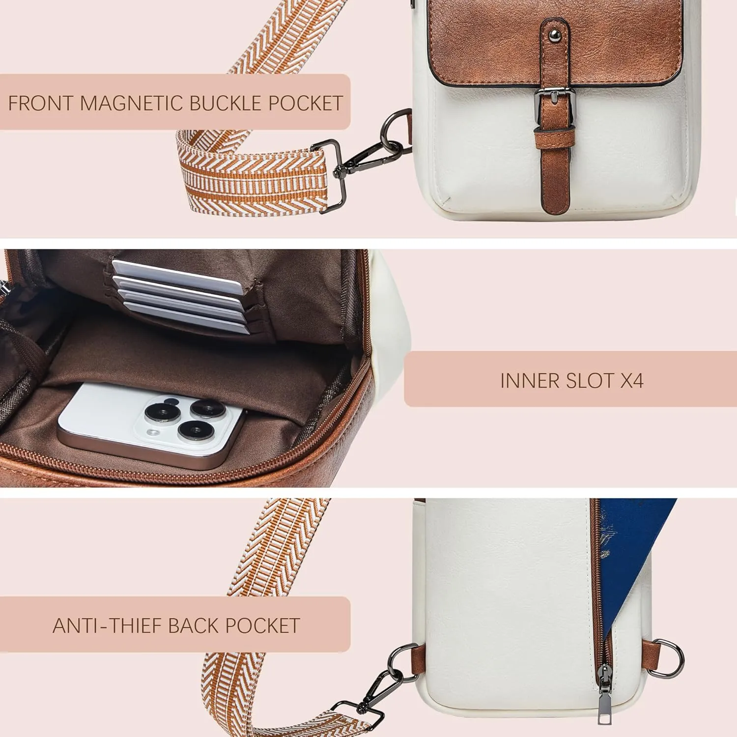 Crossbody Bags for Women Men Sling Bag 5 Pockets Fanny Pack Sling Backpack Chest Daypack Travel Purse Anti Theft