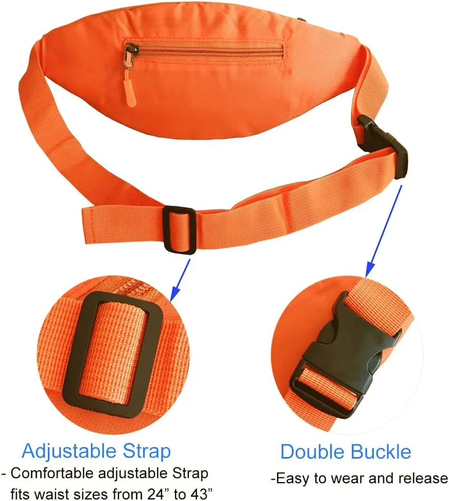 Crossbody Fanny Pack for Women and Men Waist Pack Waterproof Hip Money Belt Bag for Travel, Walking, Hiking, Hunting and Running (ORANGE)