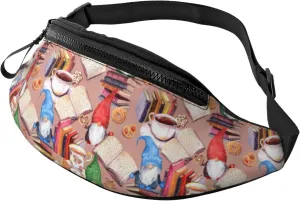 Crossbody Fanny Packs for Women Men - Gnomes Books Tea Cups Running Waist Bag Travel Belt Bag for Women Men