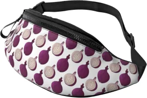 Crossbody Fanny Packs for Women Men - purple Onion Pattern Running Waist Bag Travel Belt Bag for Women Men